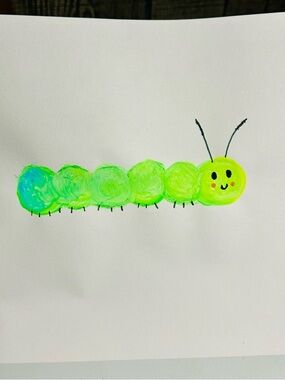 8 x 10 cute Handmade caterpillar watercolour painting